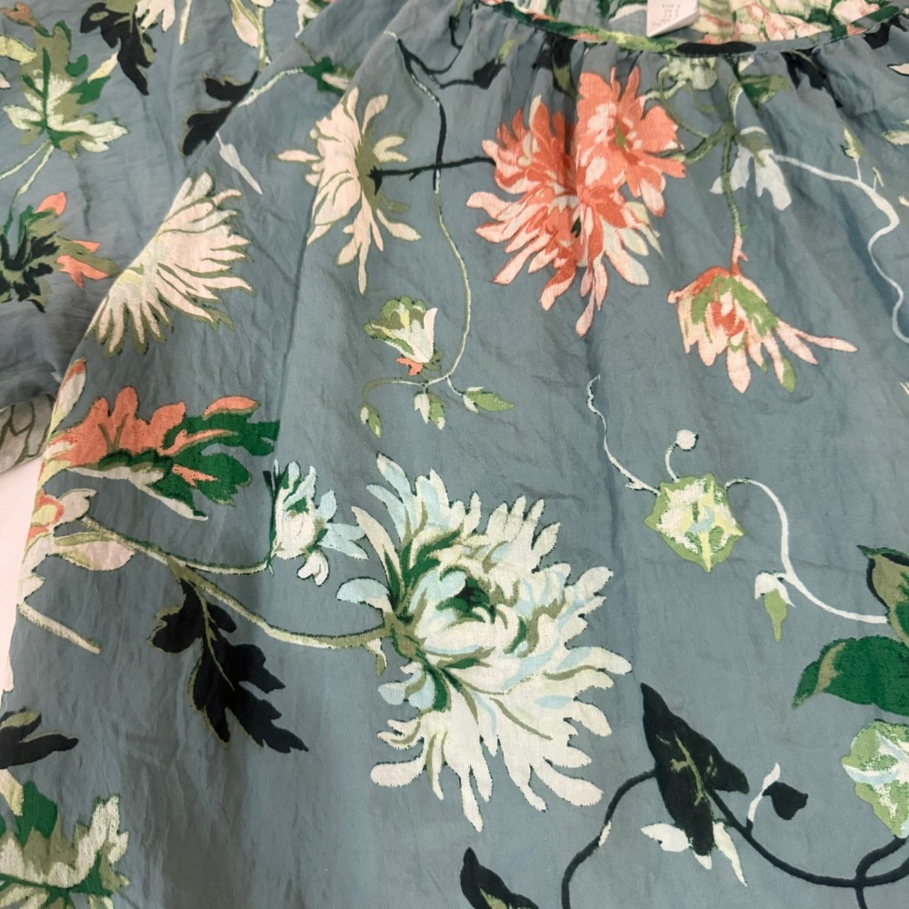 H&M‎ Floral Print Tiered Dress Blue Green Pink Long Sleeve Size S - Picture 6 of 12